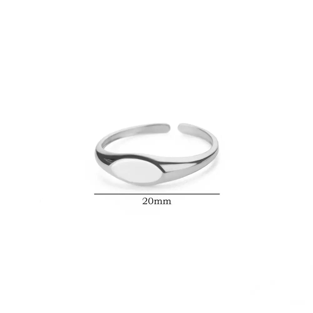 Stainless Steel Oval Rings For Women Men Open Adjustable Gold Color Finger Rings Wedding Fashion Jewelry Gift anillos mujer