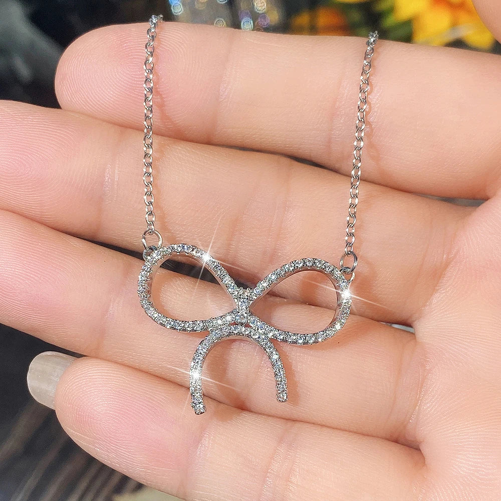 Trendy Necklace for Women Silver Color Aesthetic Bride Wedding Necklaces Fancy Love Circle Pendant Jewelry