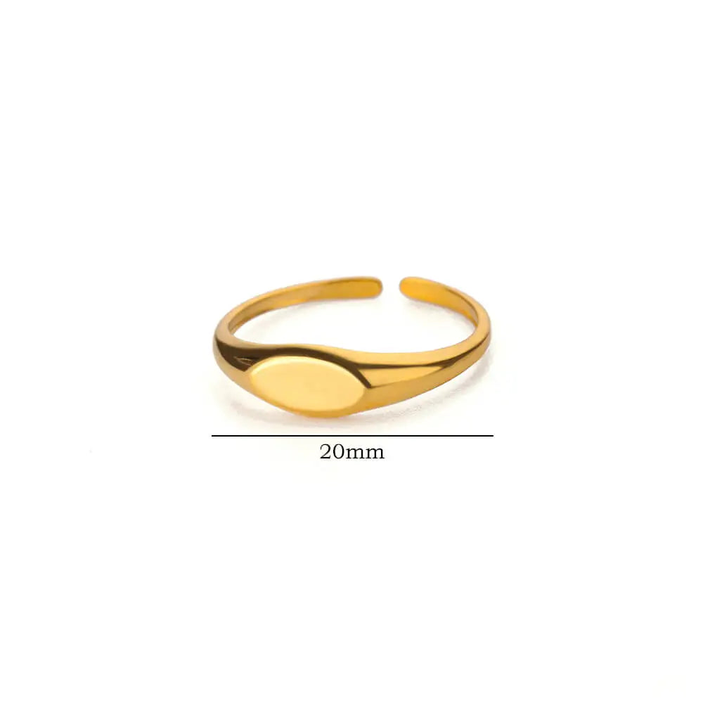 Stainless Steel Oval Rings For Women Men Open Adjustable Gold Color Finger Rings Wedding Fashion Jewelry Gift anillos mujer