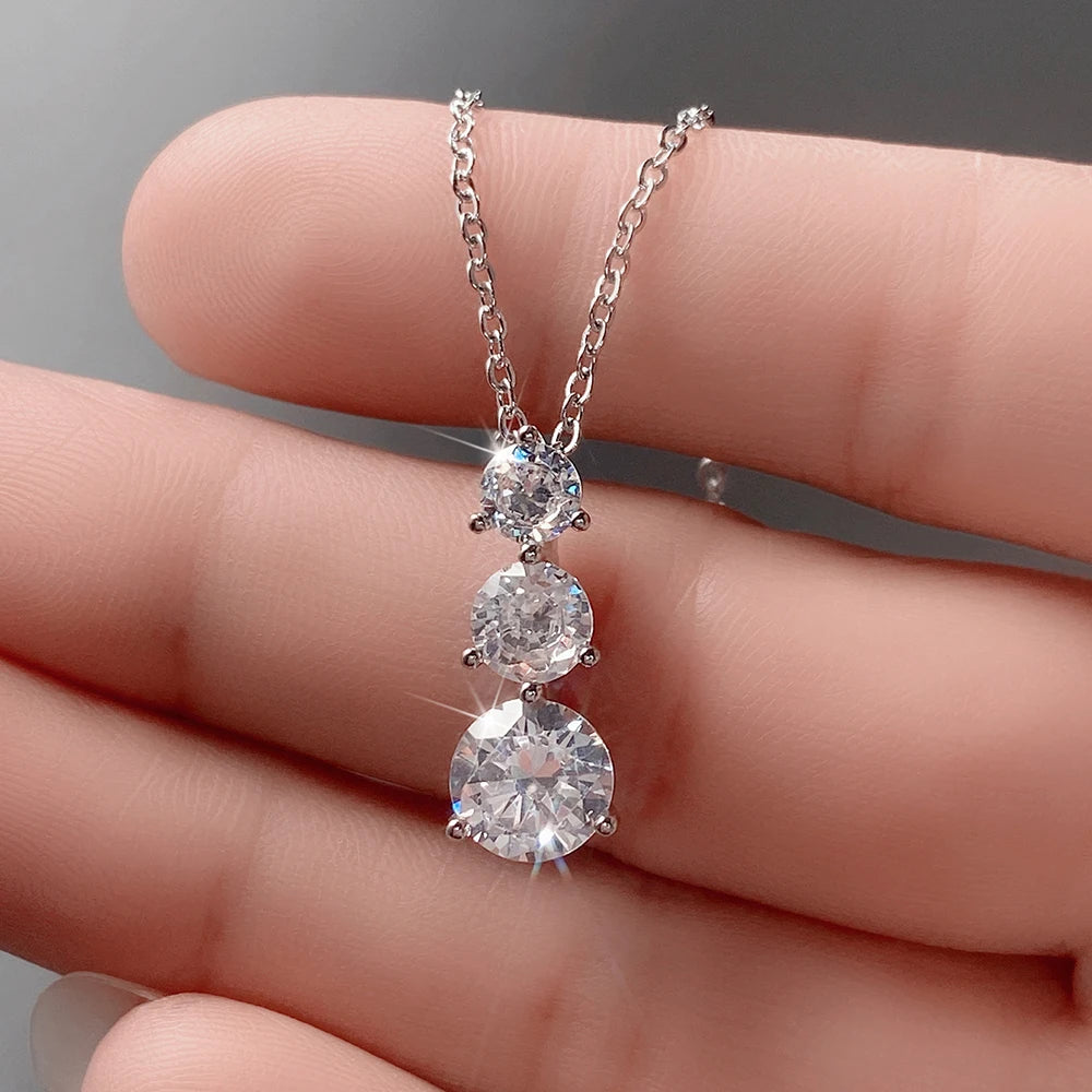 Trendy Necklace for Women Silver Color Aesthetic Bride Wedding Necklaces Fancy Love Circle Pendant Jewelry