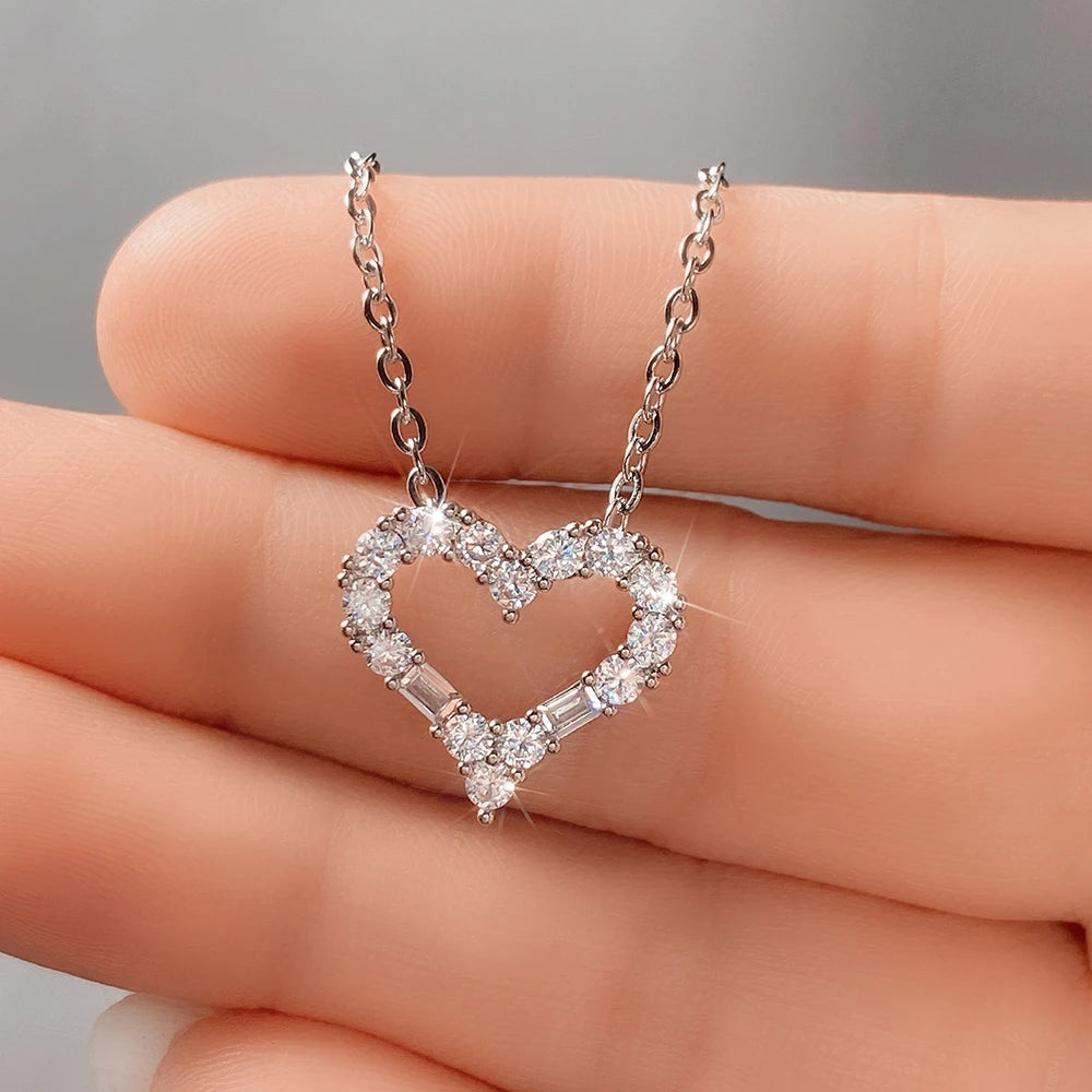 Trendy Necklace for Women Silver Color Aesthetic Bride Wedding Necklaces Fancy Love Circle Pendant Jewelry