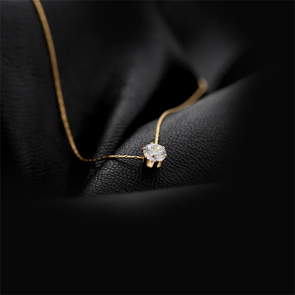 Cute Iced Out Tiny Round Pendant Necklace Female Gold Color Steel Clavicle Chain For Women Jewelry Chocker 2025