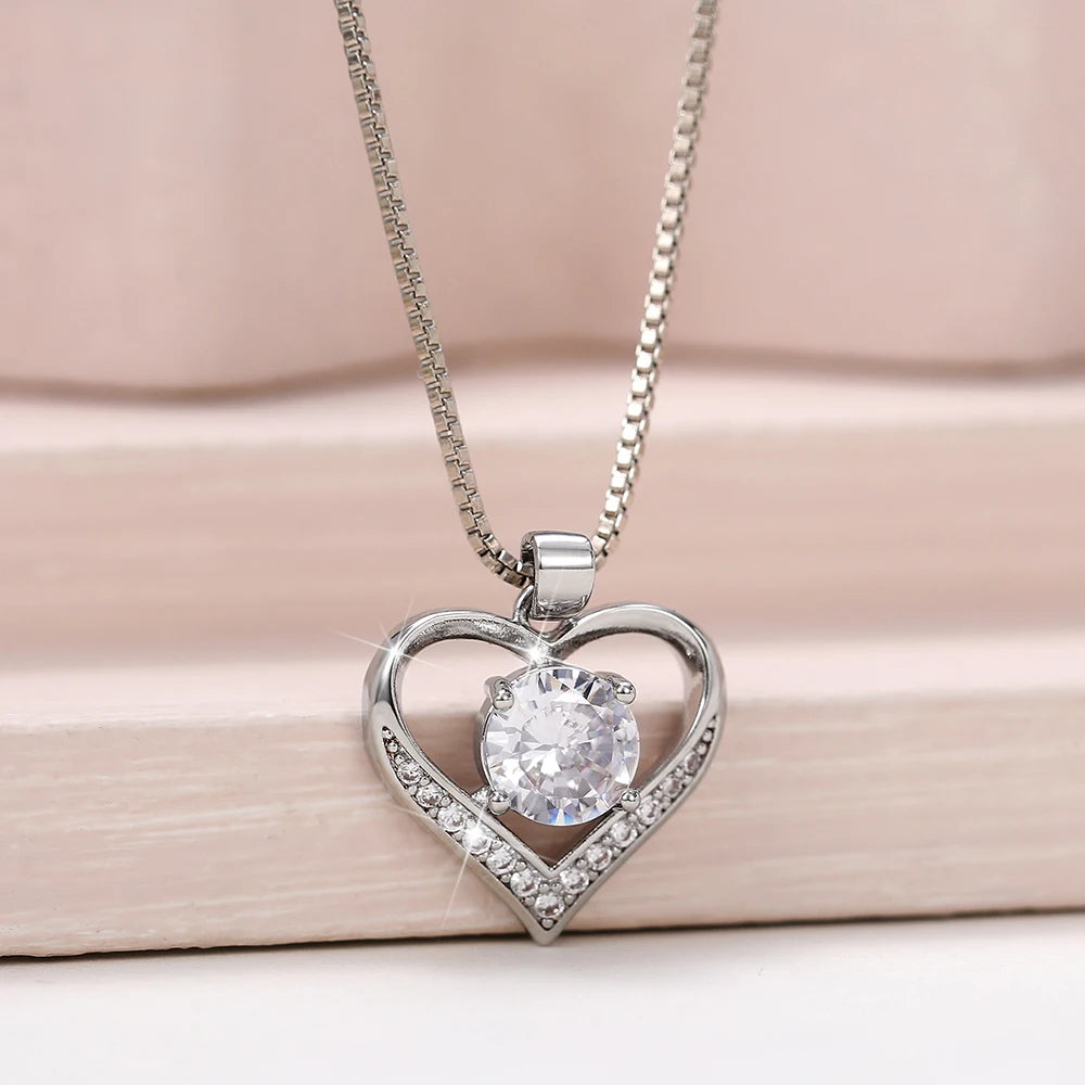 Trendy Necklace for Women Silver Color Aesthetic Bride Wedding Necklaces Fancy Love Circle Pendant Jewelry